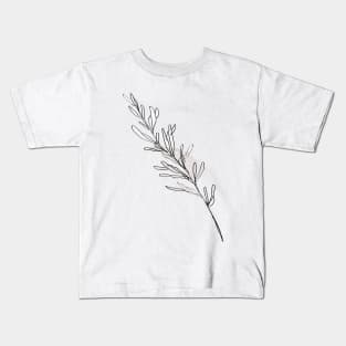 One Line Leaves Botanical Abstract Kids T-Shirt